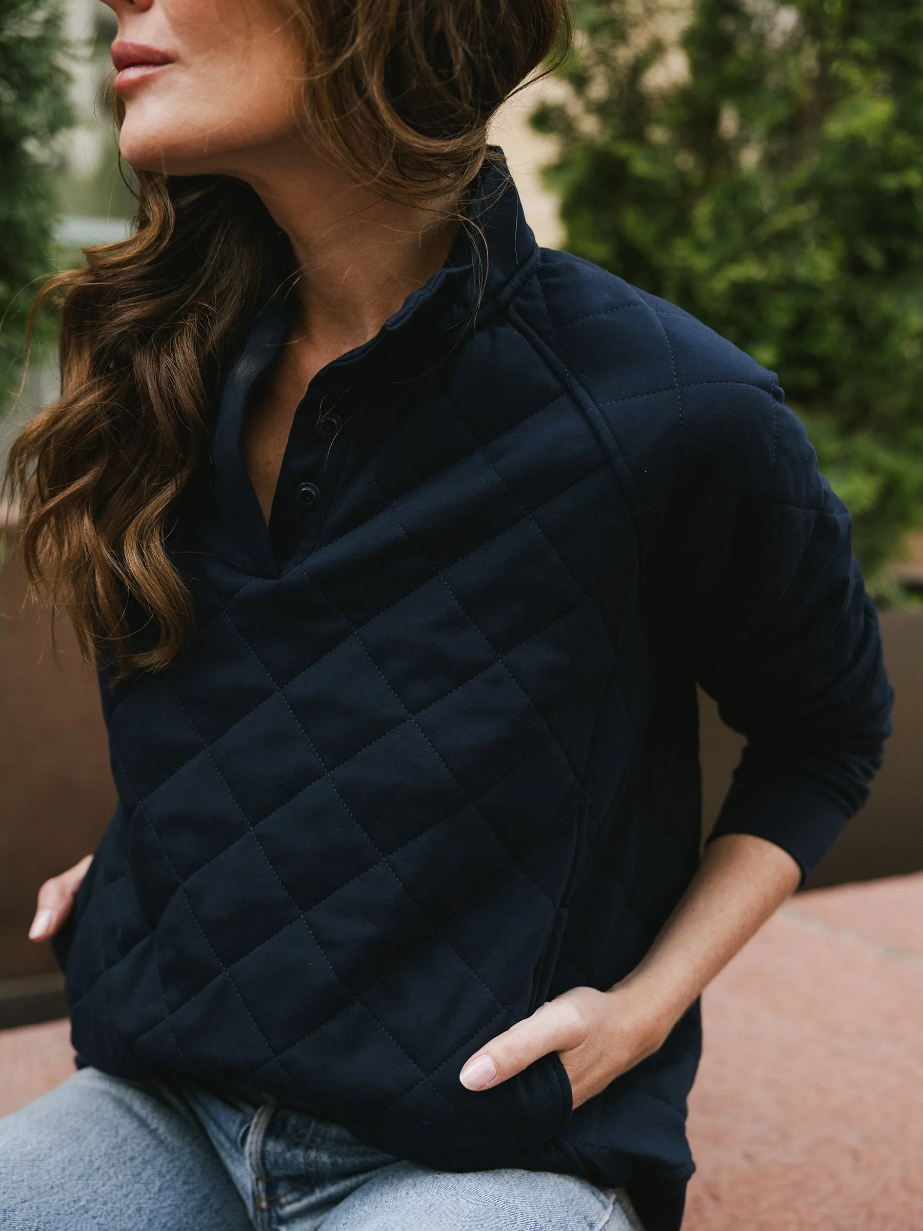 Women's Ultra-Soft Bamboo Quilted Snap Pullover