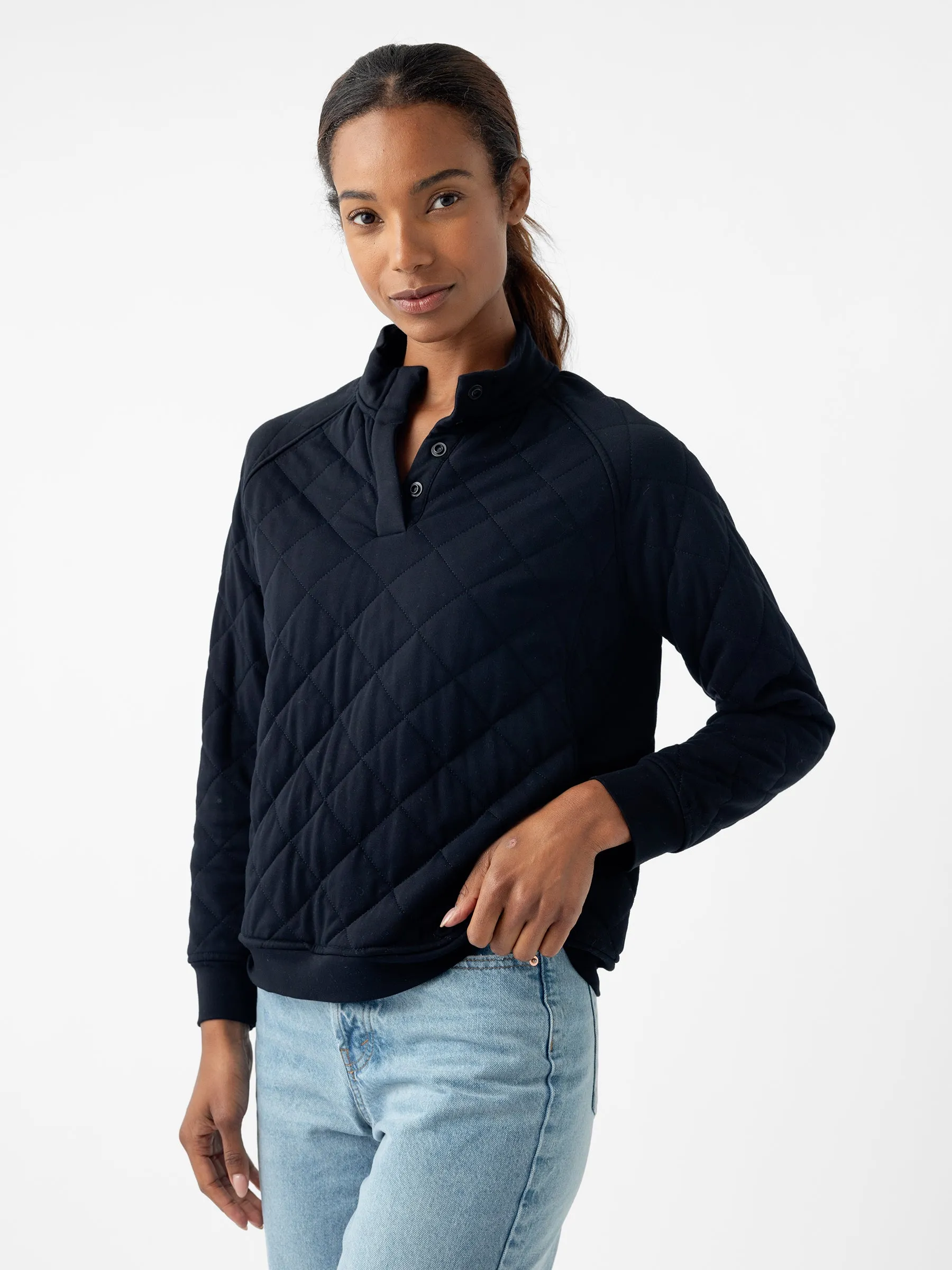 Women's Ultra-Soft Bamboo Quilted Snap Pullover