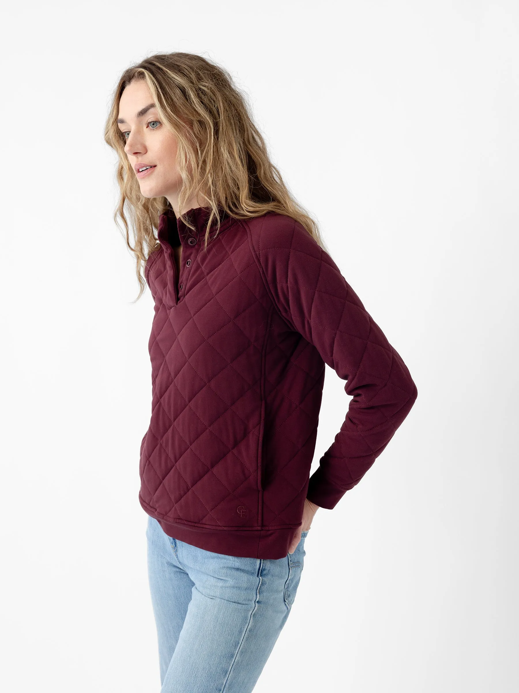 Women's Ultra-Soft Bamboo Quilted Snap Pullover