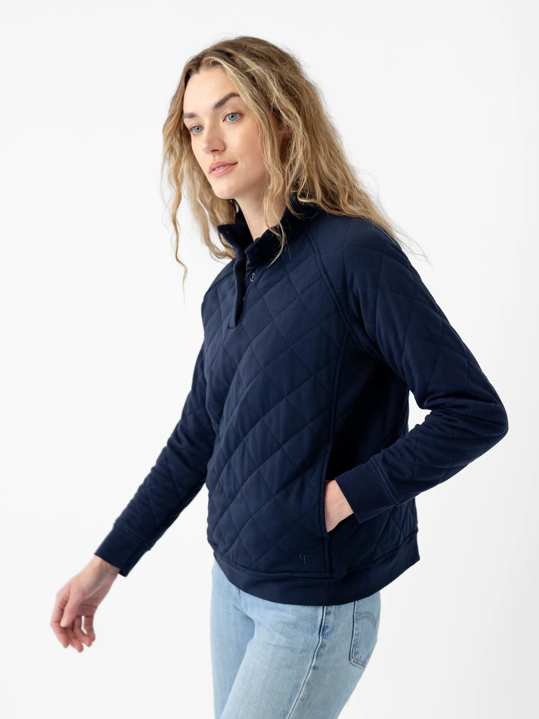 Women's Ultra-Soft Bamboo Quilted Snap Pullover