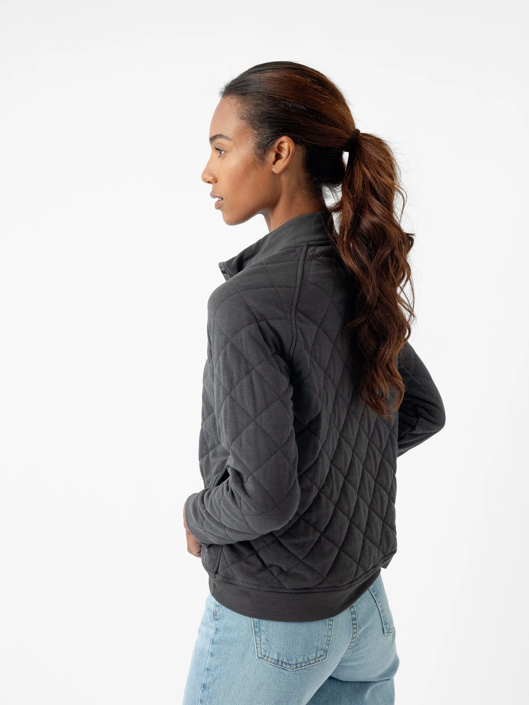 Women's Ultra-Soft Bamboo Quilted Snap Pullover