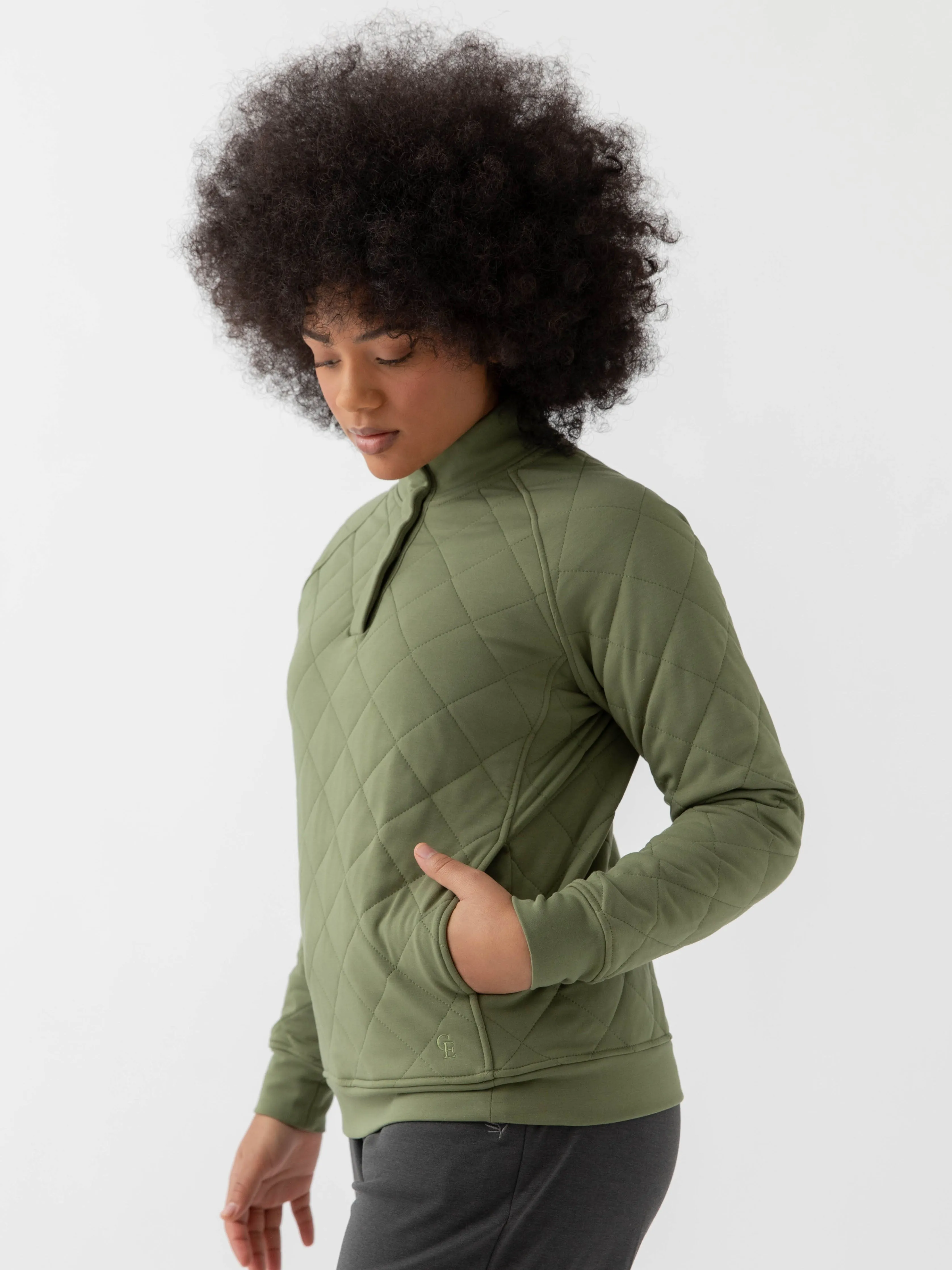 Women's Ultra-Soft Bamboo Quilted Snap Pullover