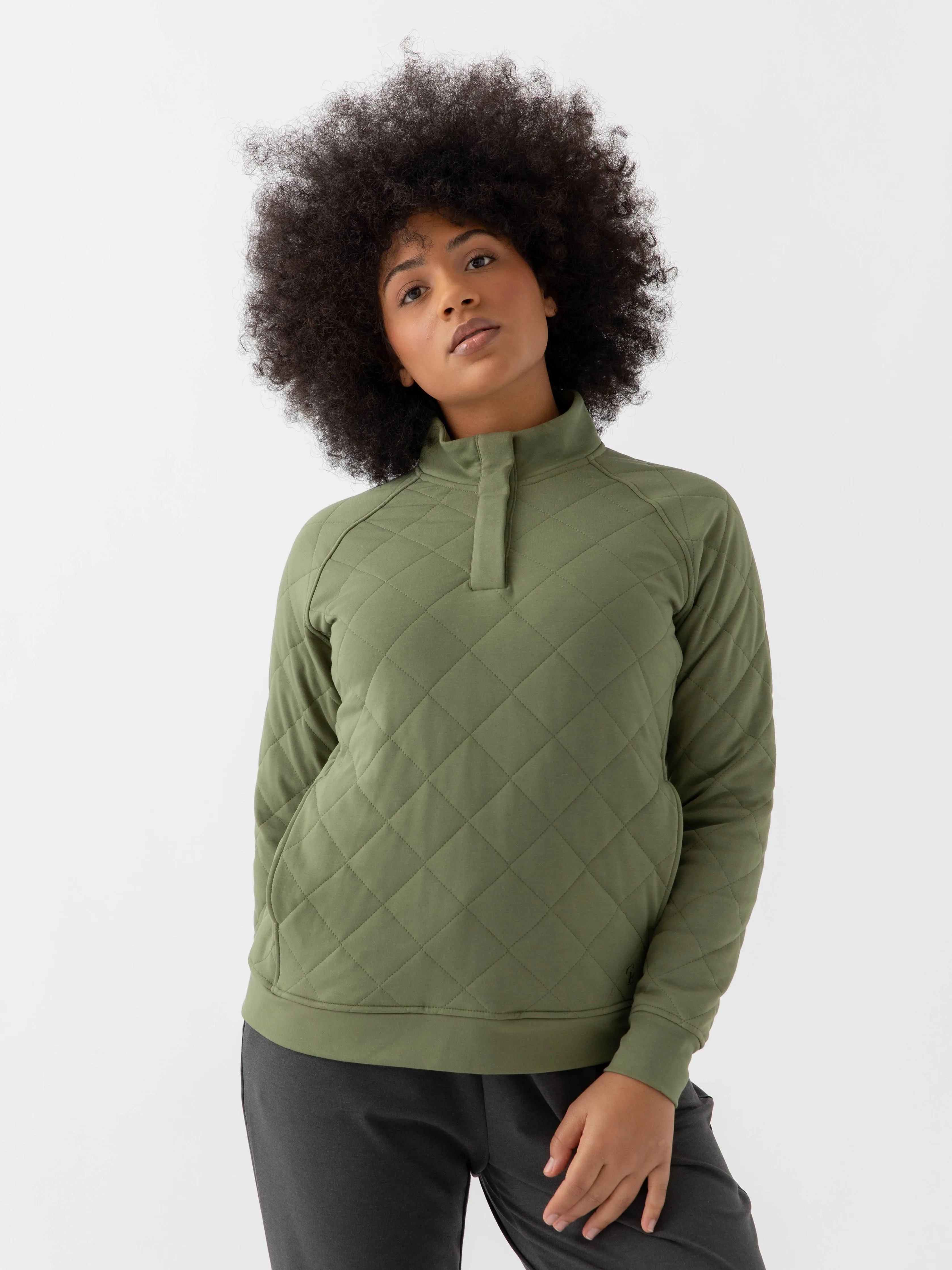 Women's Ultra-Soft Bamboo Quilted Snap Pullover