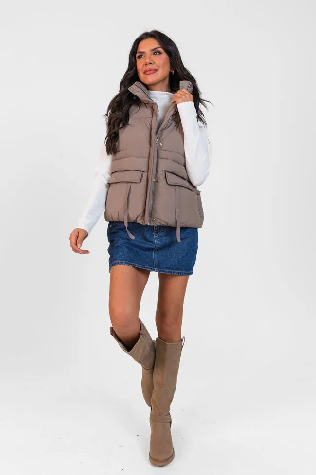 Won Me Over Mushroom Oversized Puffer Vest SALE