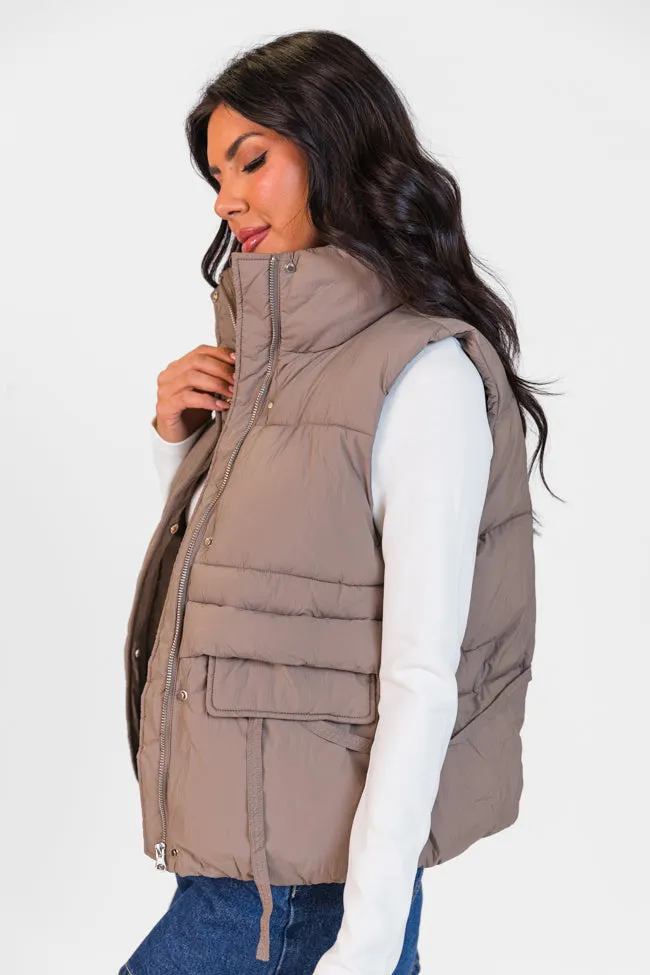 Won Me Over Mushroom Oversized Puffer Vest SALE