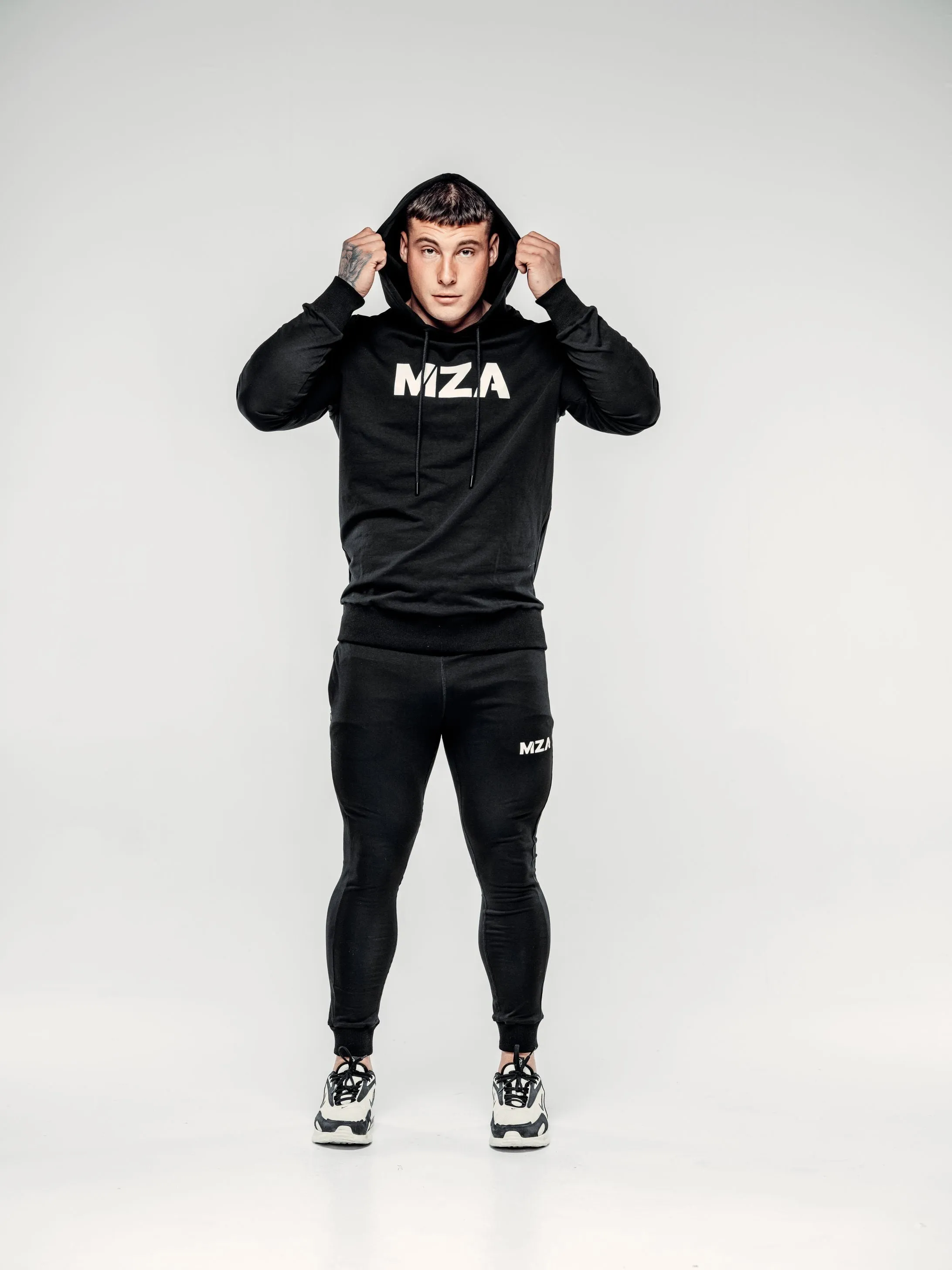 X TAPERED FIT HOODIE  - BLACK