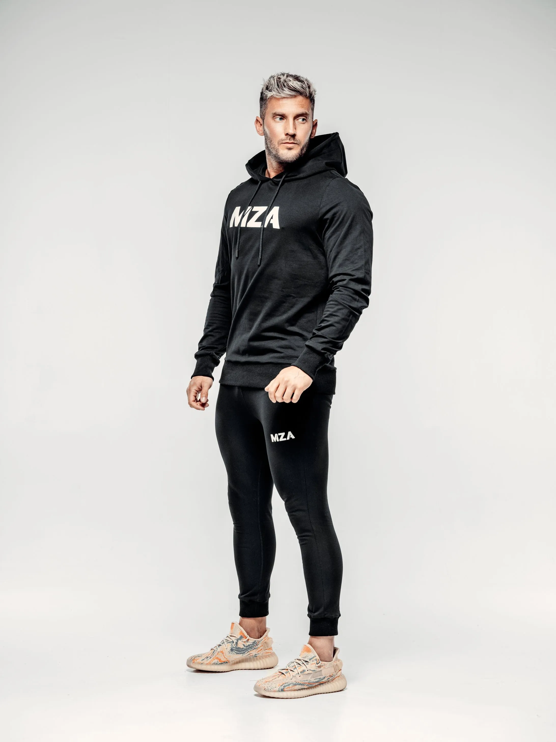 X TAPERED FIT HOODIE  - BLACK