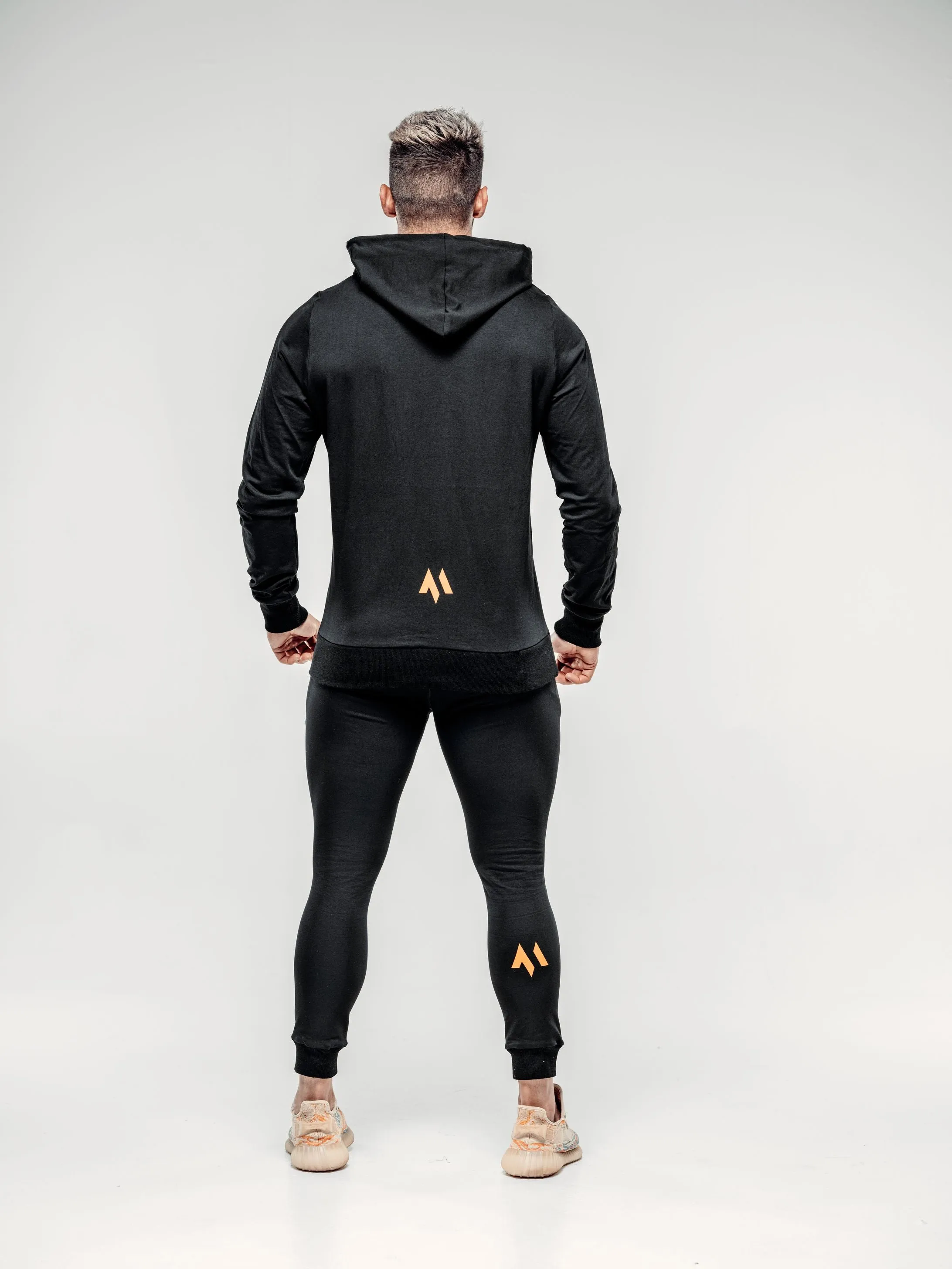 X TAPERED FIT HOODIE  - BLACK