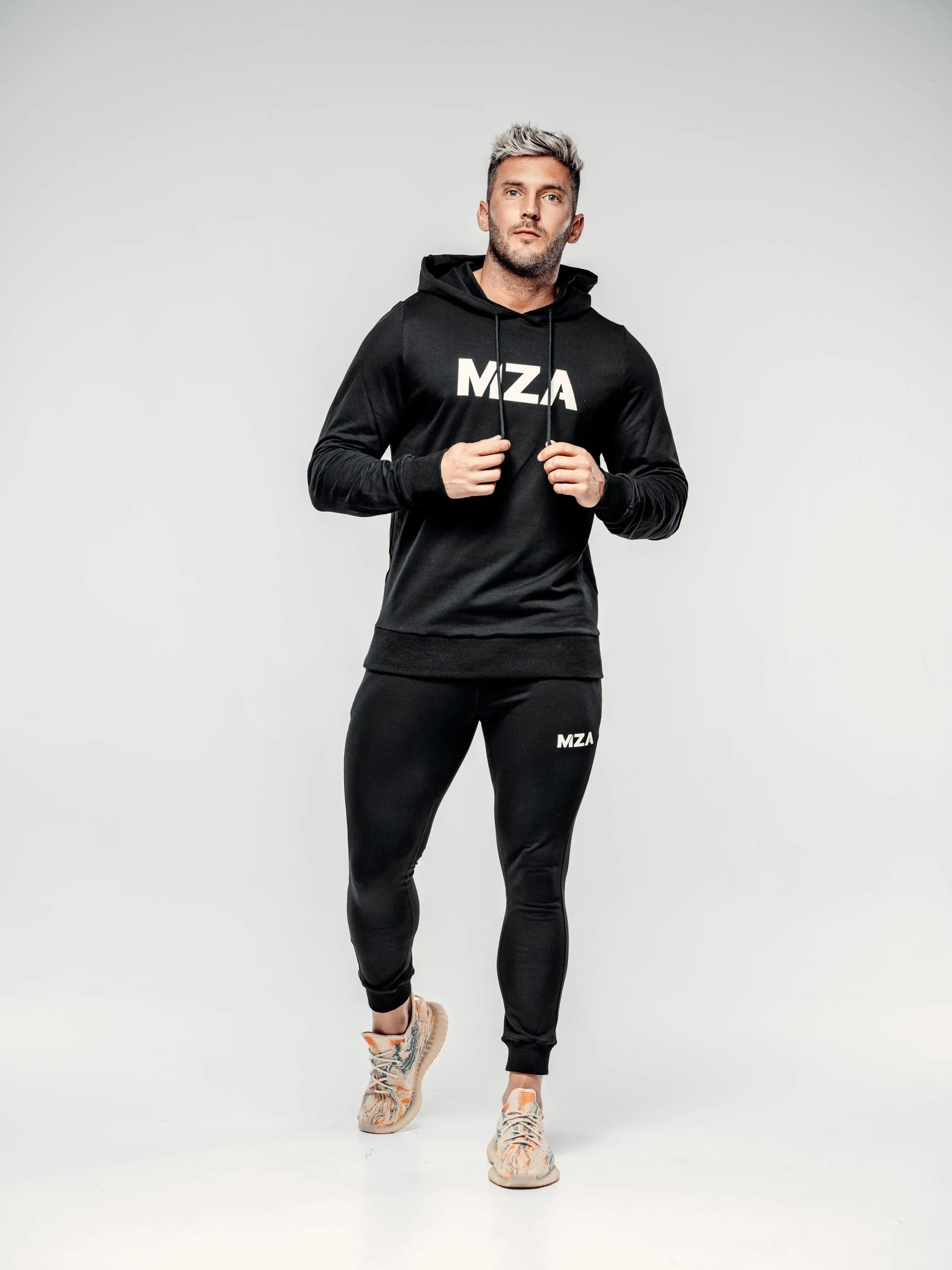 X TAPERED FIT HOODIE  - BLACK