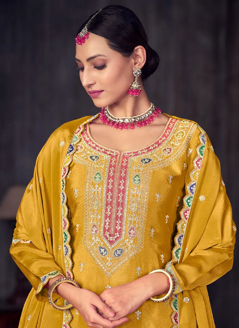 Yellow Multi Embroidery Wedding Lehenga Kurti And Dupatta